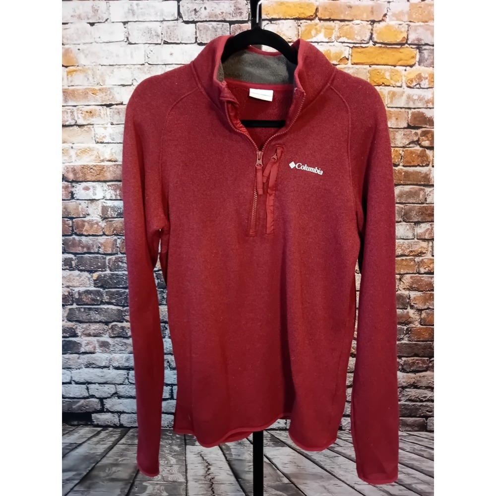 Columbia‎ Mens Medium Knit 1/4 Zip Long Sleeve Pullover Dark Red Outdoors